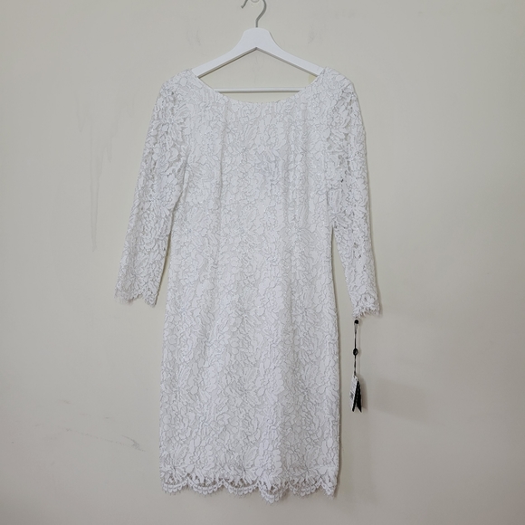 Adrianna Papell Metallic Lace Cocktail Dress Ivory - Picture 2 of 7